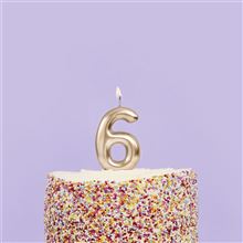 Gold Number Six Candle