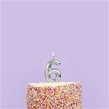 Silver Number Six Candle