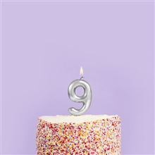 Silver Number Nine Candle