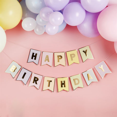 Pastel 'Happy Birthday' Flag Banner 3m