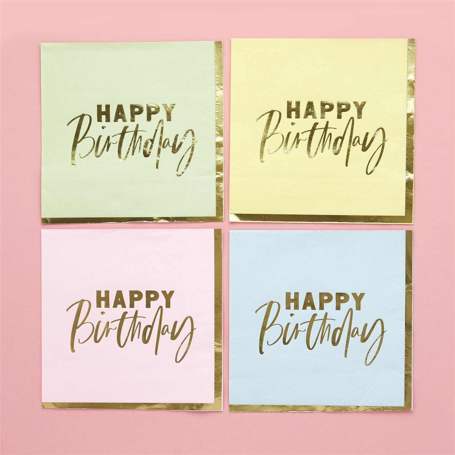 Pastel 'Happy Birthday' Paper Napkins 16 Pack