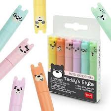 Legami Teddy' S Style - Set Of 6 Mini Pastel Highlighters