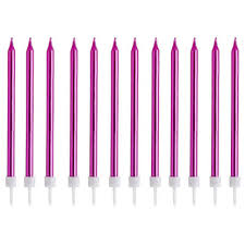 Hot Pink Tall Candles With Holders 12 Pack