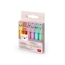 Legami Teddy' S Style - Set Of 6 Mini Pastel Highlighters