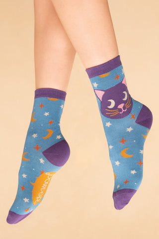 Dreamy Kitty Ankle Socks - Ice
