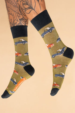 Men's Vintage Sports Car Socks - Fern