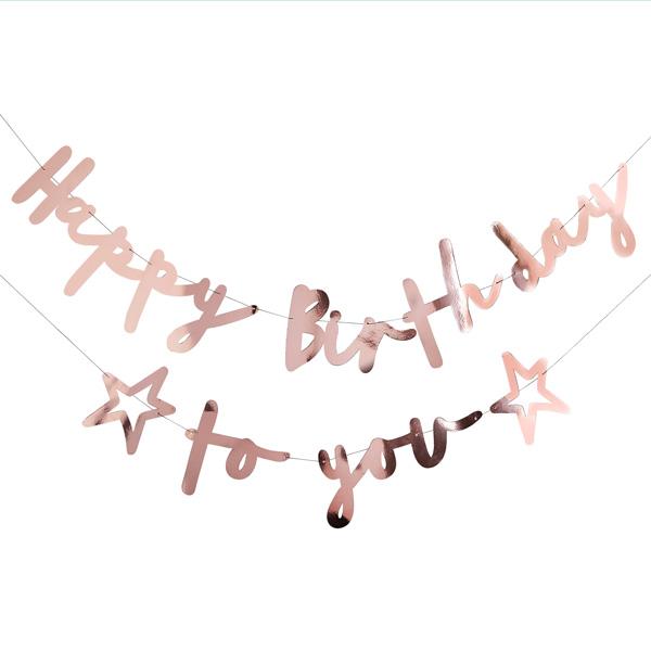 Rose Gold Happy Birthday To You Banner