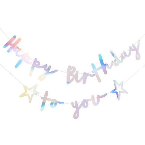 Iridescent Happy Birthday To You Banner